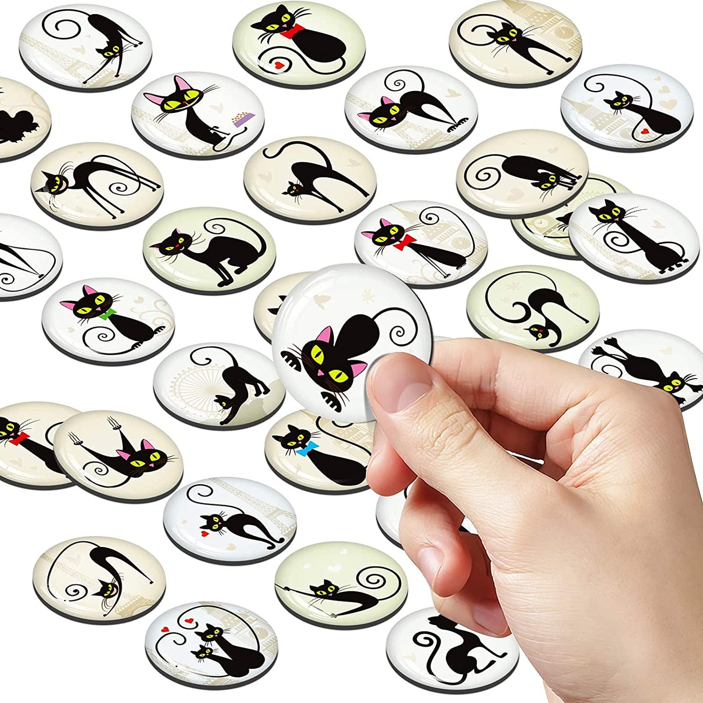 MORCART 30PCS Unique Black Cat Refrigerator Magnet