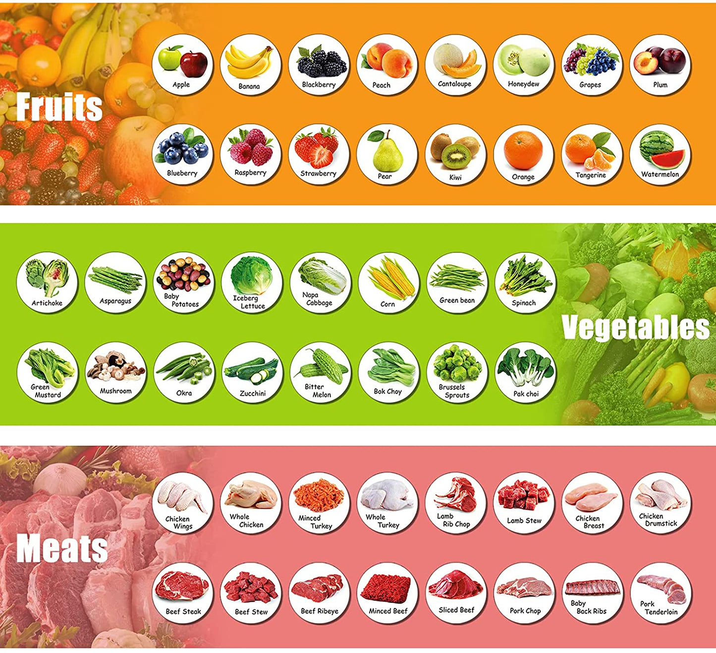 MORCART 96PCS Food List Fridge Magnets
