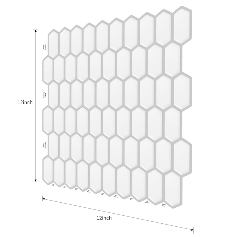 MT1138 - Long Hexagon Diamond Peel And Stick Backsplash Tile , 12" x 12" Tile