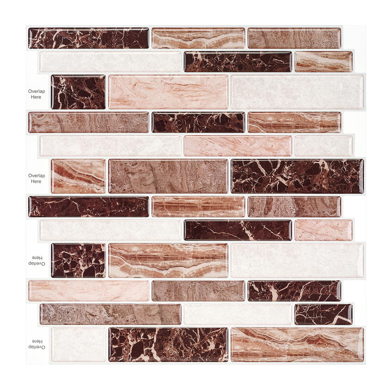 MT1034 - Oblong Walltiles Peel And Stick Backsplash Tile , 12" x 12" Marble Tile