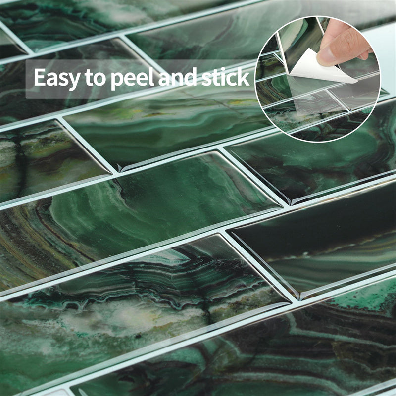 MT1166 - Subway Peel And Stick Backsplash Tile , 12" x 12" Dark Color Marble Tile