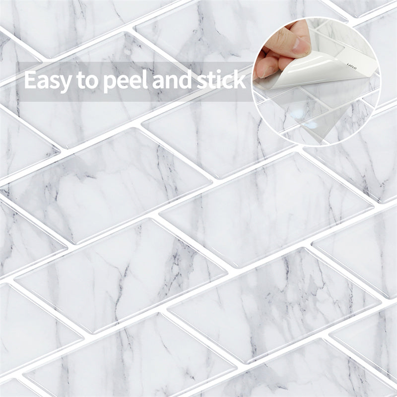 MT1049 - Subway Peel And Stick Backsplash Tile , 12" x 12" Marble Tile