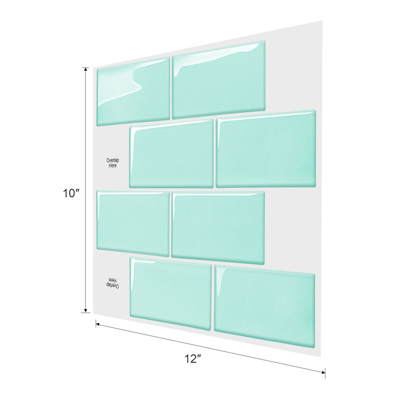 MT1097 - Subway Peel And Stick Backsplash Tile , 12" x 12" Green Marble Tile