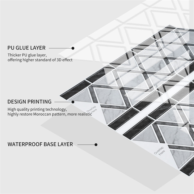 MT1082 - Peel and Stick Backsplash Tile Borders , 12" x 10" Tile