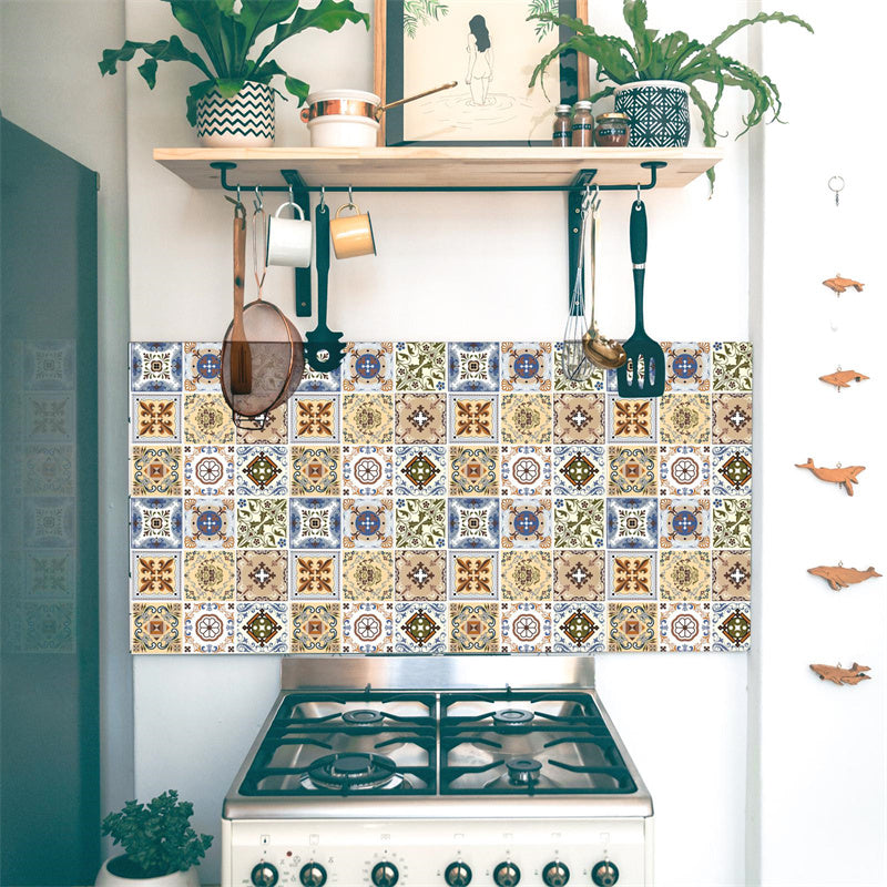 MT1105 - Baroque Decals Peel And Stick Backsplash Tile , 12" x 12" Brown Tile