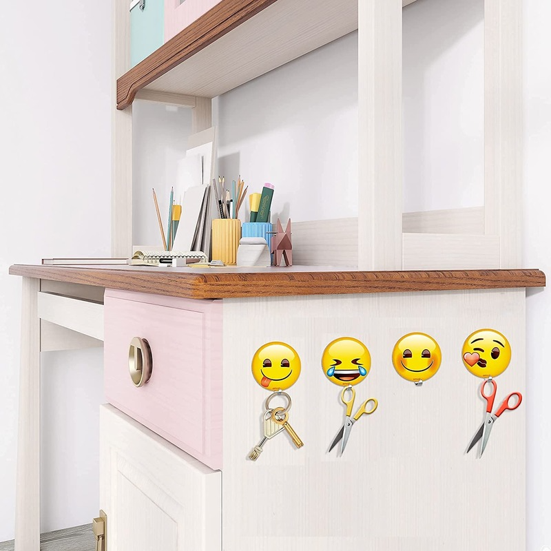 Cute Emoji Stainless Steel Adhesive Wall Hooks 4 pcs