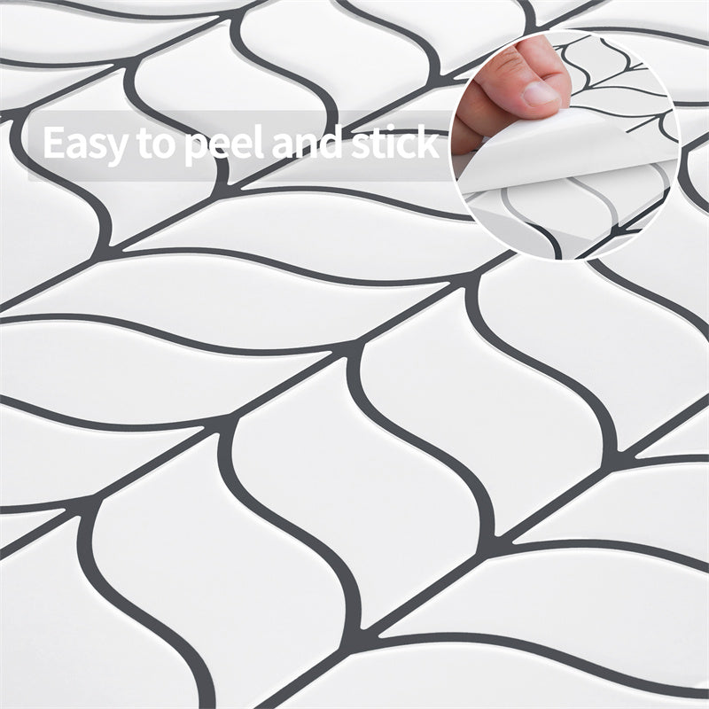 MT1044 - White+Grey Peel And Stick Backsplash Tile , 12" x 12" Tile