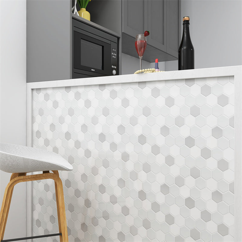 MT1175 - Regular hexagon Decals Peel And Stick Backsplash Tile , 12" x 12" Grey Tile