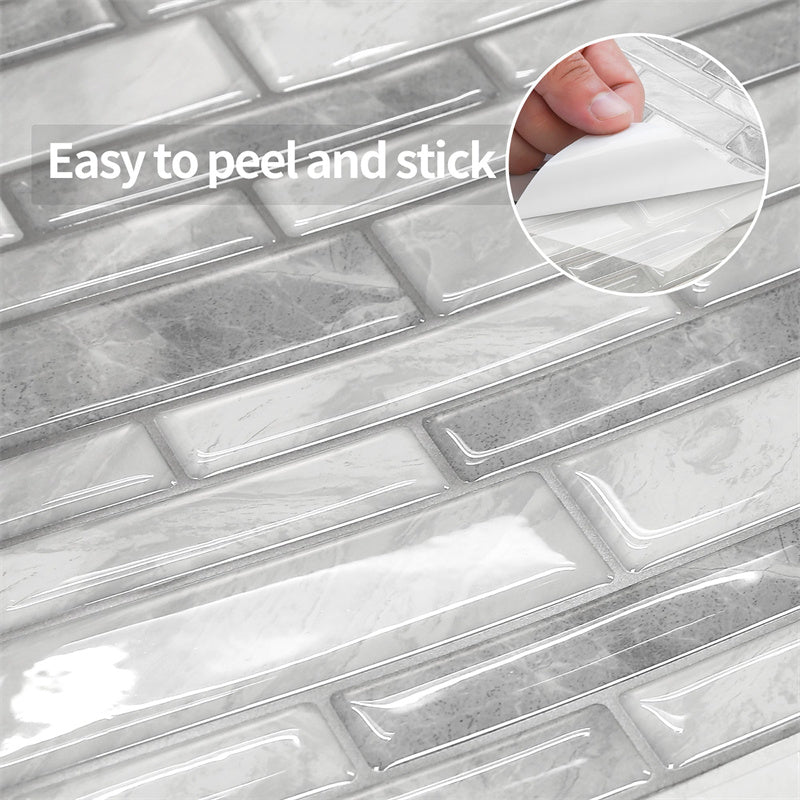 MT1031 - Oblong Walltiles Peel And Stick Backsplash Tile , 12" x 12" Marble Tile