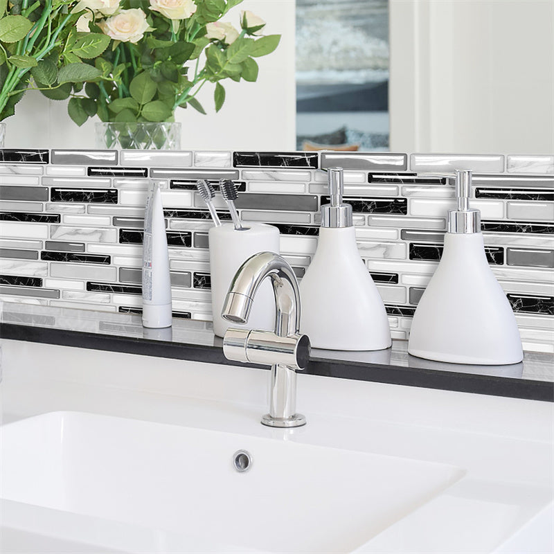 MT1006 - Oblong Walltiles Peel And Stick Backsplash Tile , 12" x 12" Grey Marble Tile