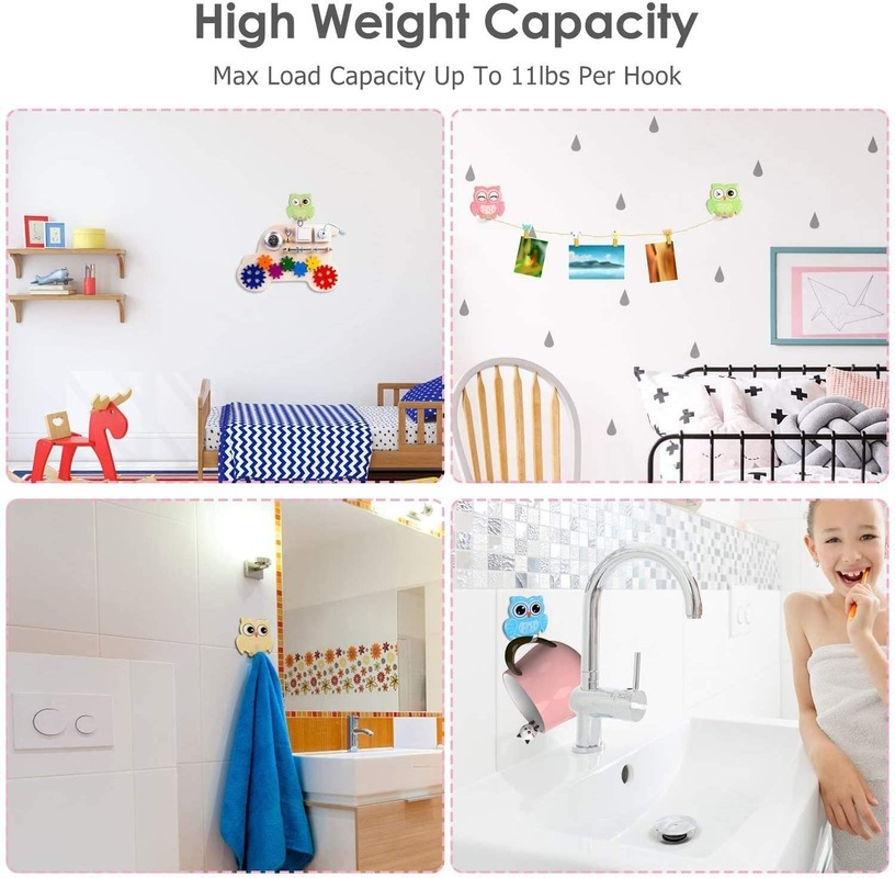 Cute Owl Stainless Steel Adhesive Wall Hooks 4 pcs