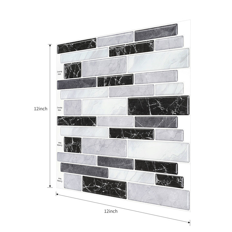 MT1033 - Oblong Walltiles Peel And Stick Backsplash Tile , 12" x 12" Marble Tile