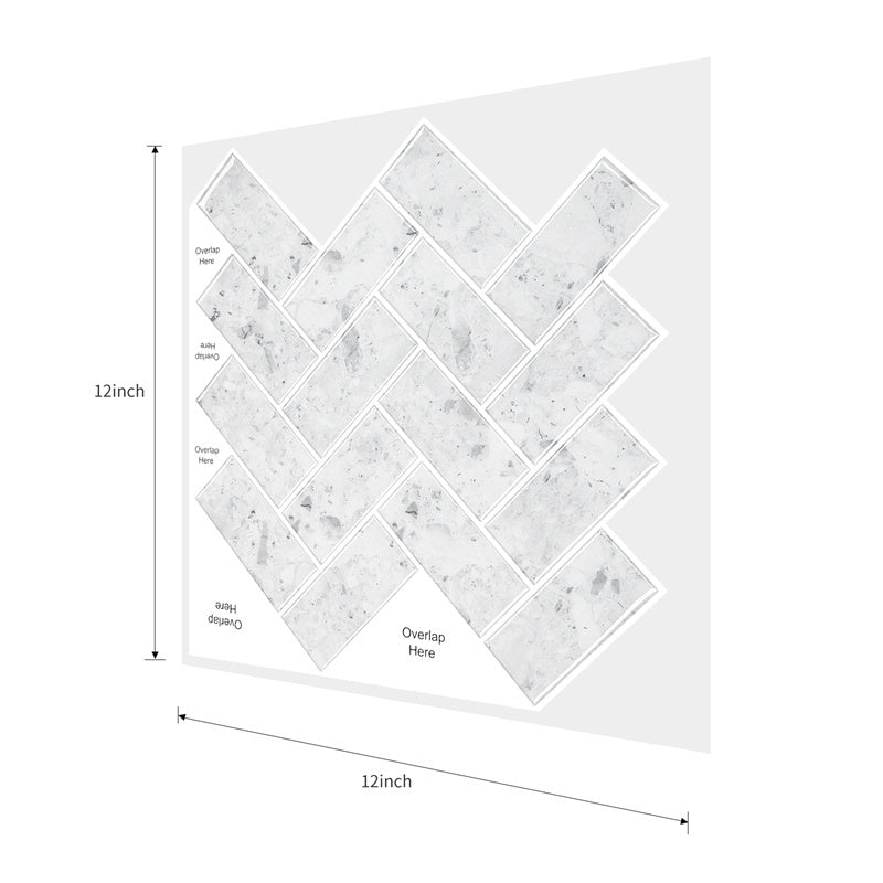 MT1121 - Herringbone Decals Peel And Stick Backsplash Tile , 12" x 12" Marble Tile