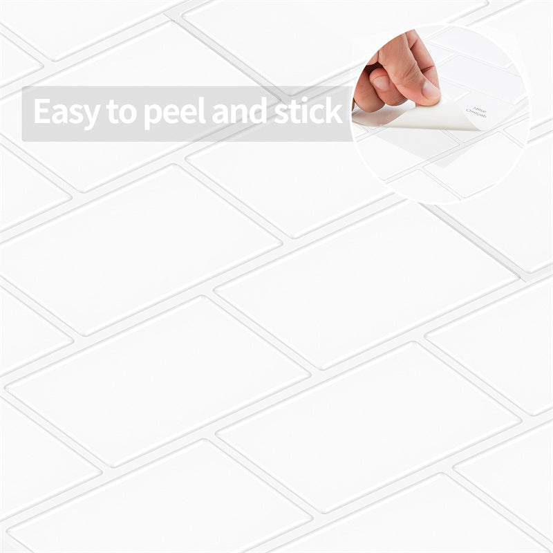MT1038 - Subway Peel And Stick Backsplash Tile , 12" x 12" White Tile
