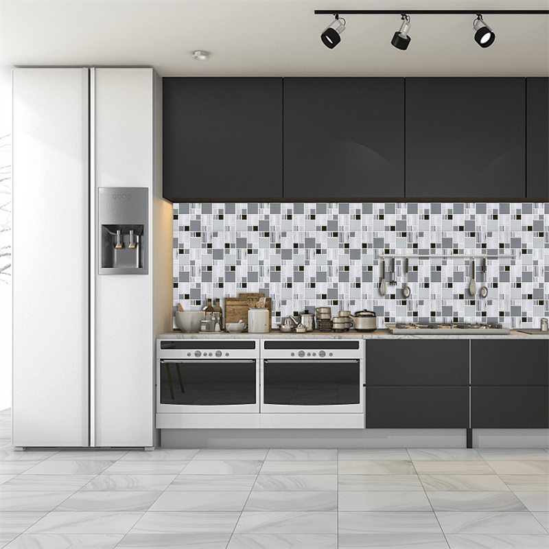 MT1001 - Mosaic Decals Peel And Stick Backsplash Tile , 10" x 10" Marble Checkered Tile