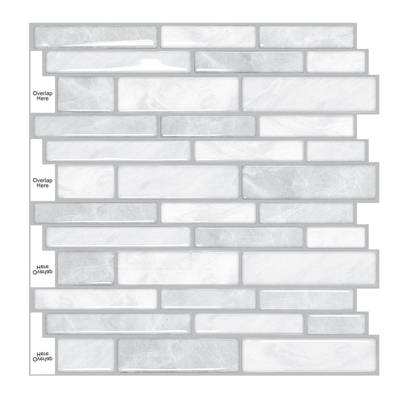 MT1031 - Oblong Walltiles Peel And Stick Backsplash Tile , 12" x 12" Marble Tile