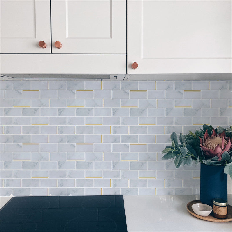 MT1181C - Oblong Walltiles Peel And Stick Backsplash Tile , 10" x 12" Marble Tile