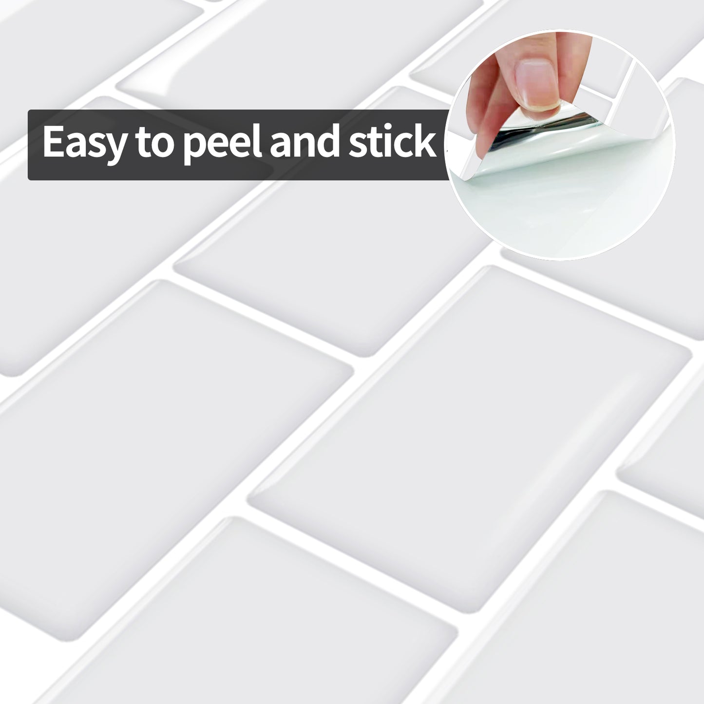 MT1224 - Subway Peel and Stick Backsplash Tile , 12" x 12" White Tile