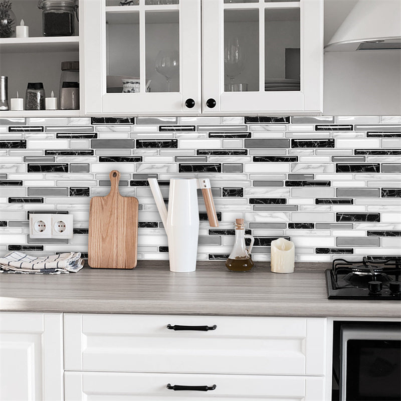 MT1006 - Oblong Walltiles Peel And Stick Backsplash Tile , 12" x 12" Grey Marble Tile