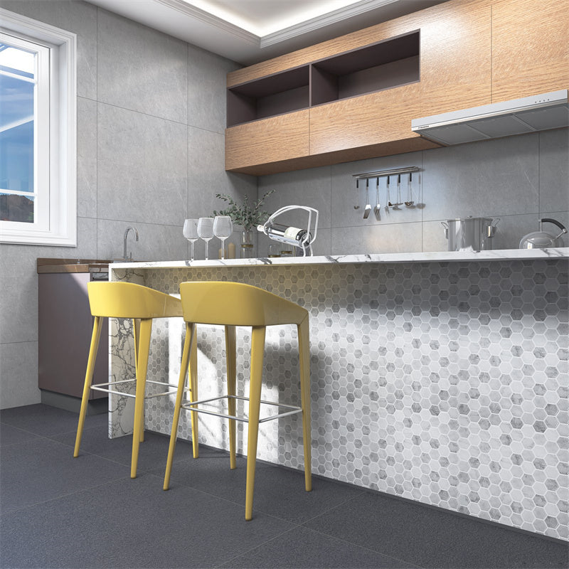 MT1185 - Regular hexagon Decals Peel And Stick Backsplash Tile , 12" x 12" Light blue Tile