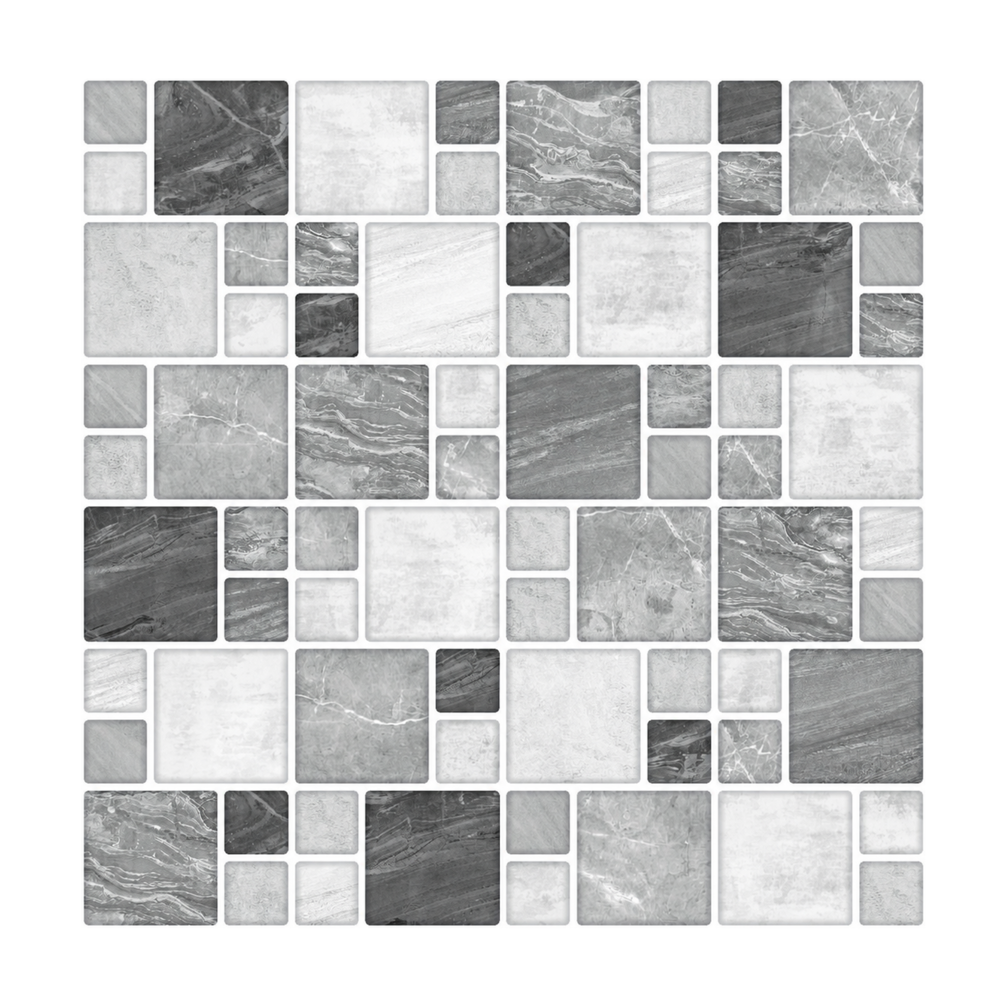 Grey Marble Square Mosaic - Stormstone Marble - MT1051-XPE