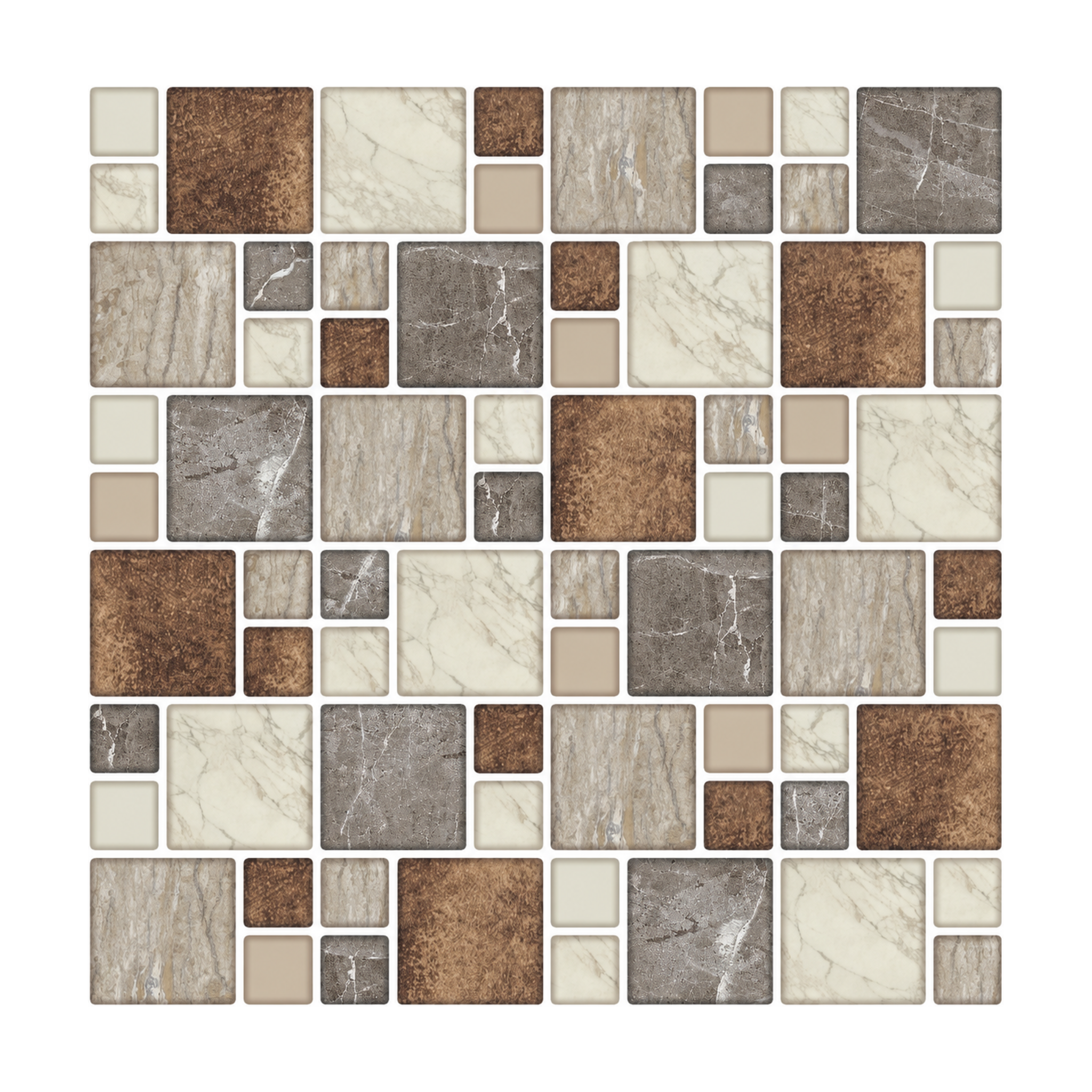 Vintage Brown Marble Square Mosaic - Ancient Oak Marble - MT1052