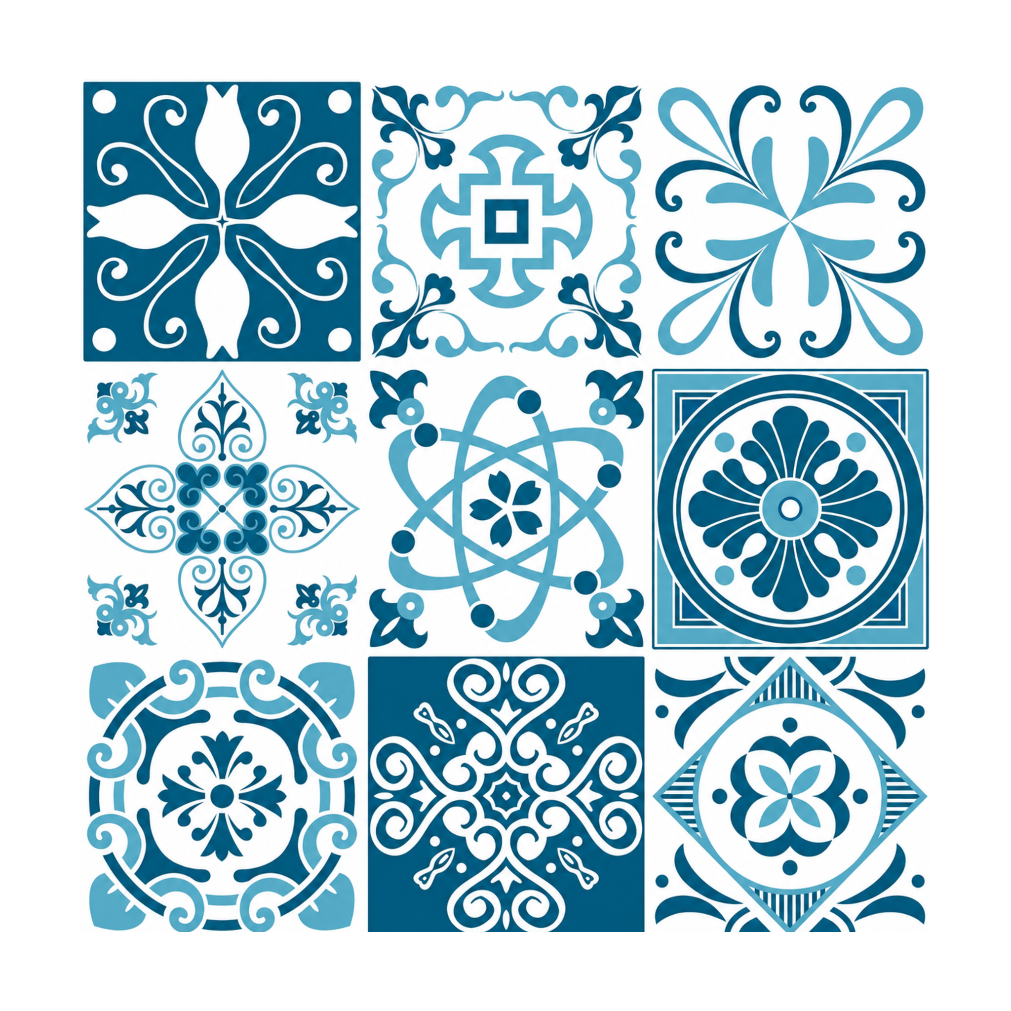 Blue & White Baroque - Glacier Lake Blue - MT1108A