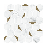White & Gold Marble Hexagon - Alpine Snow & Gold Marble - MT1179C