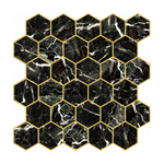 Black & Gold Marble Hexagon - Obsidian Gold Marble - MT1207C