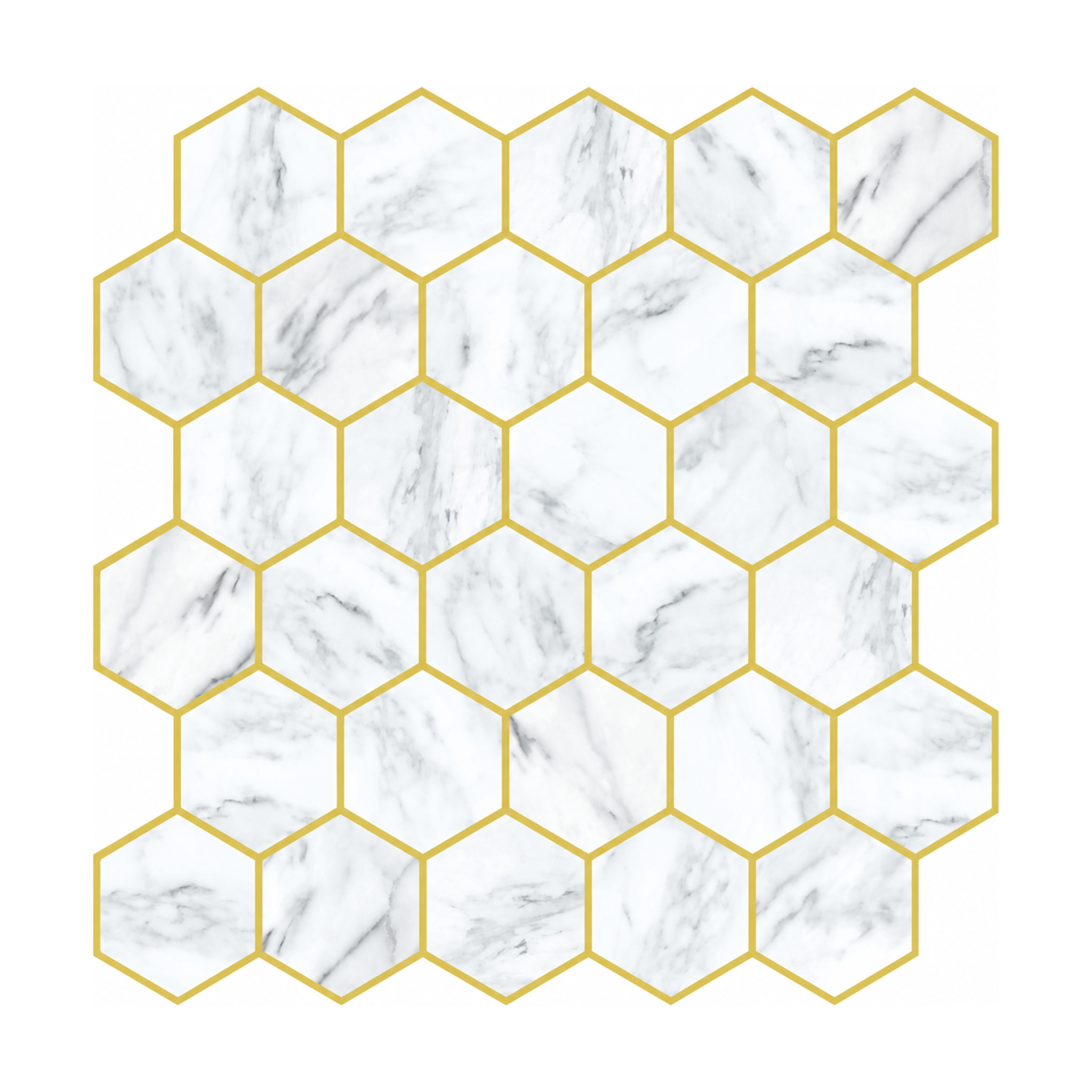 Carrara White & Gold Hexagon - Alpine Carrara & Sun Gold - MT1210C