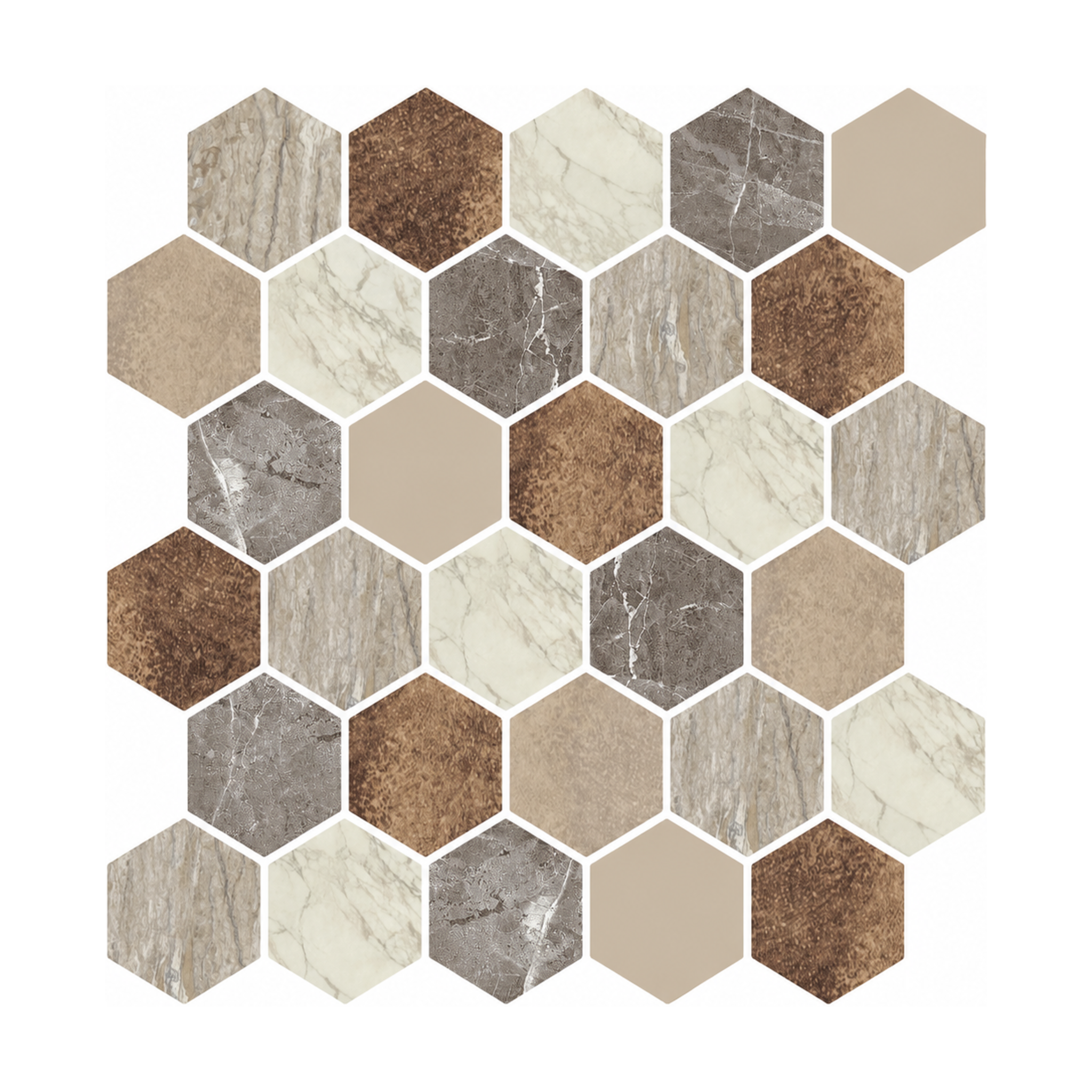 Neutral Marble Hexagon - Pebblefield Marble - MT1250-XPE