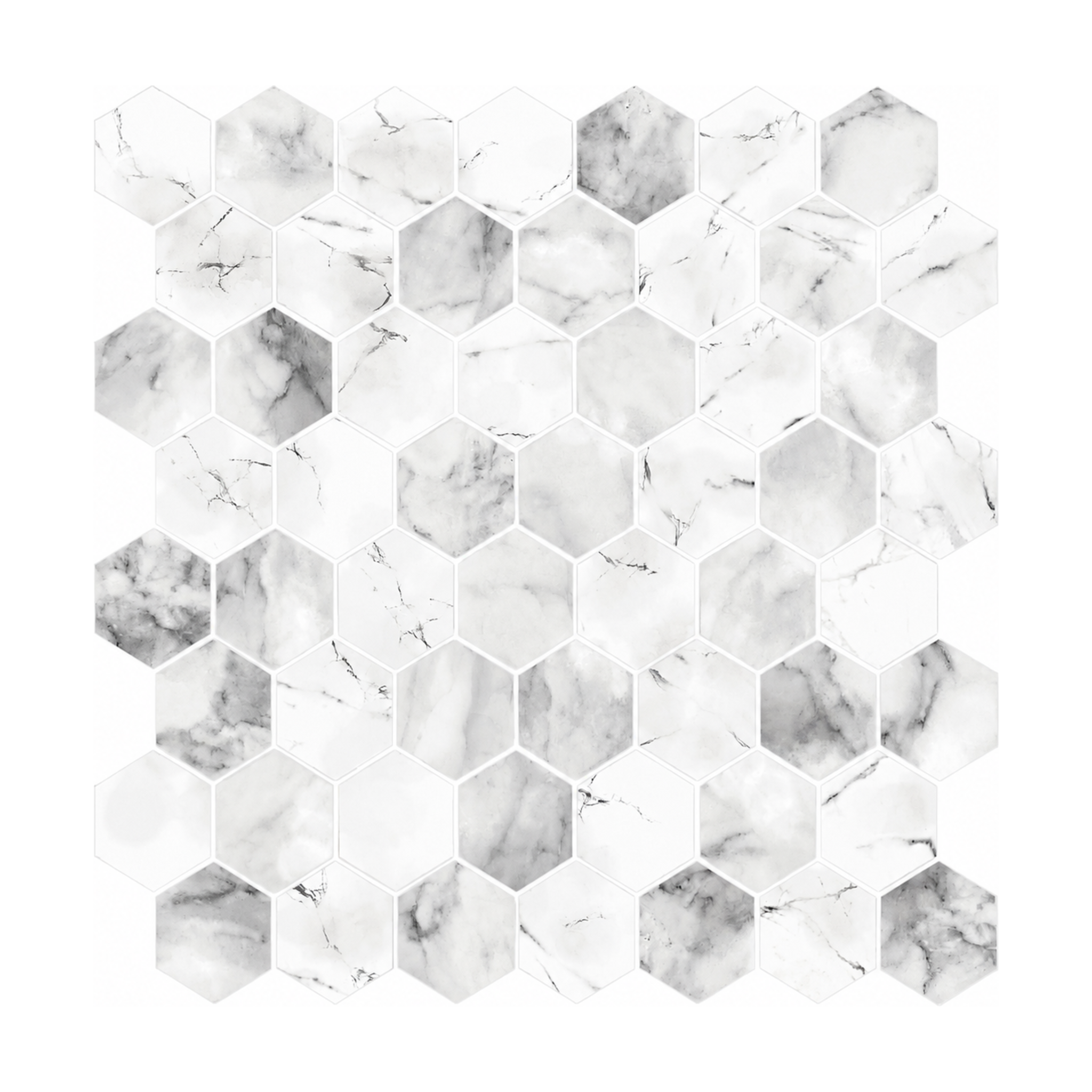 Grey & White Marble Hexagon - Alpine Mist Marble - MT2343