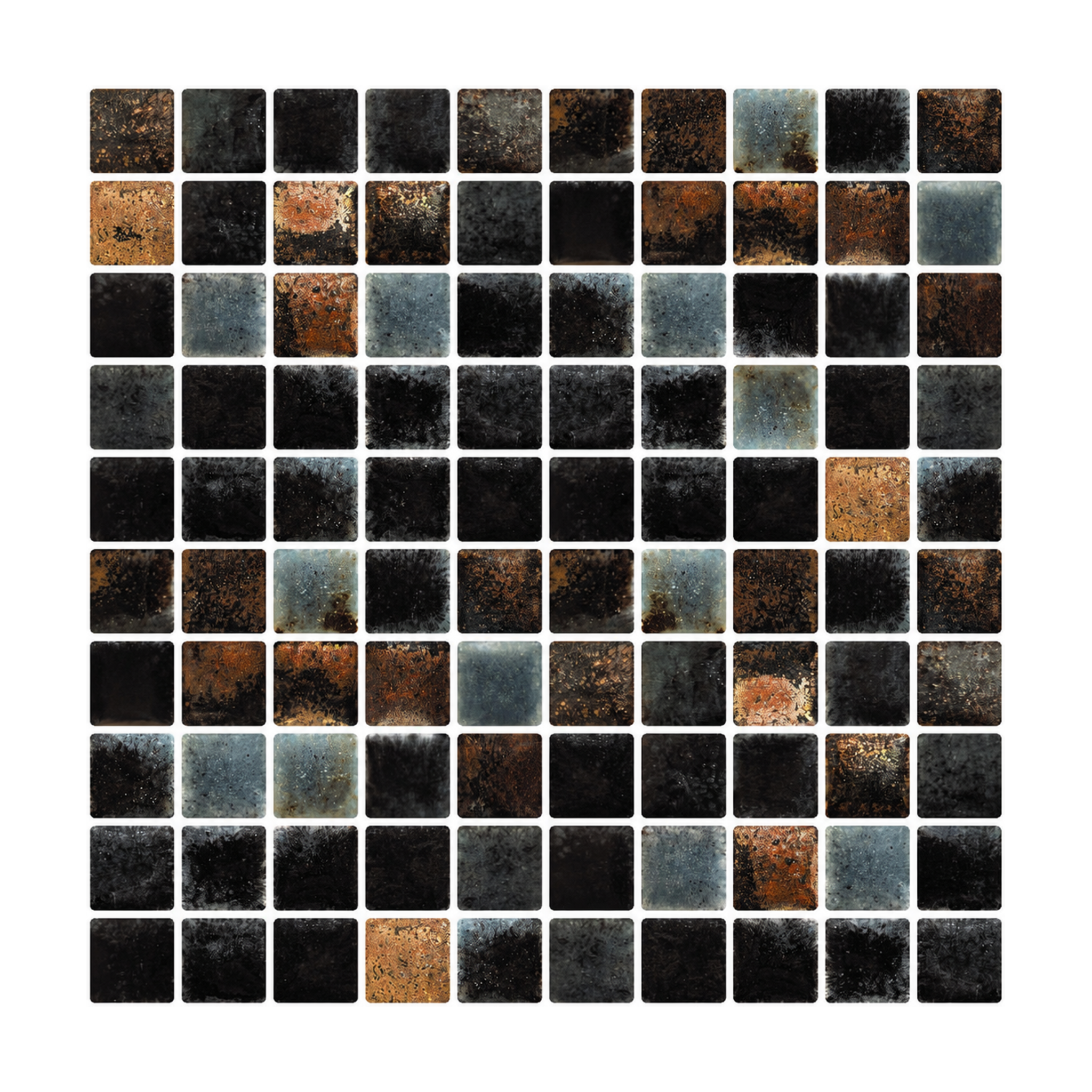Bronze & Black Crackle Mosaic - Bark Bronze & Basalt - MT2383