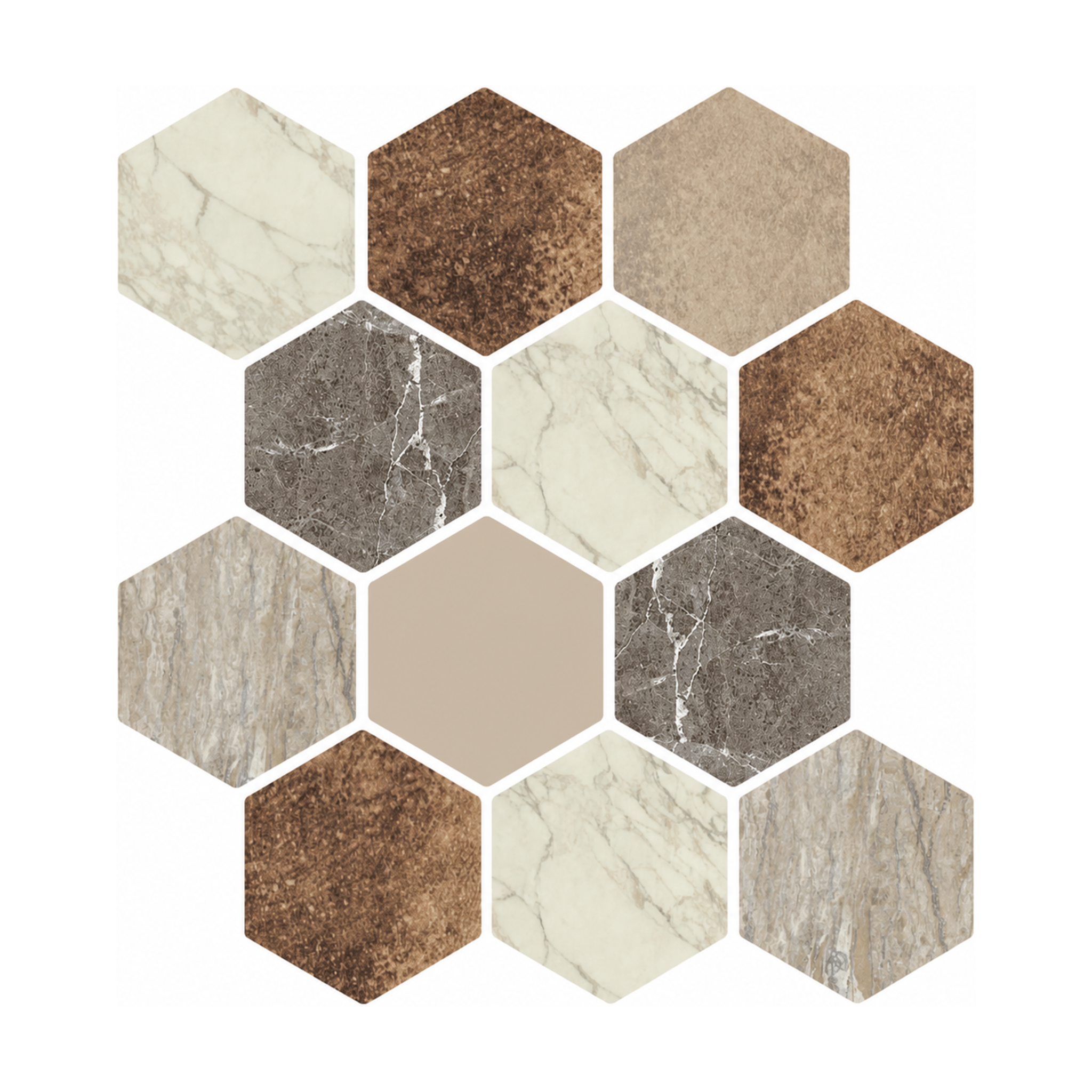 Brown Marble Hexagon - Walnut Ridge Marble - MT2616