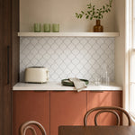 MORCART MT1046A Arabesque peel-and-stick wall tiles in a kitchen, front wide view