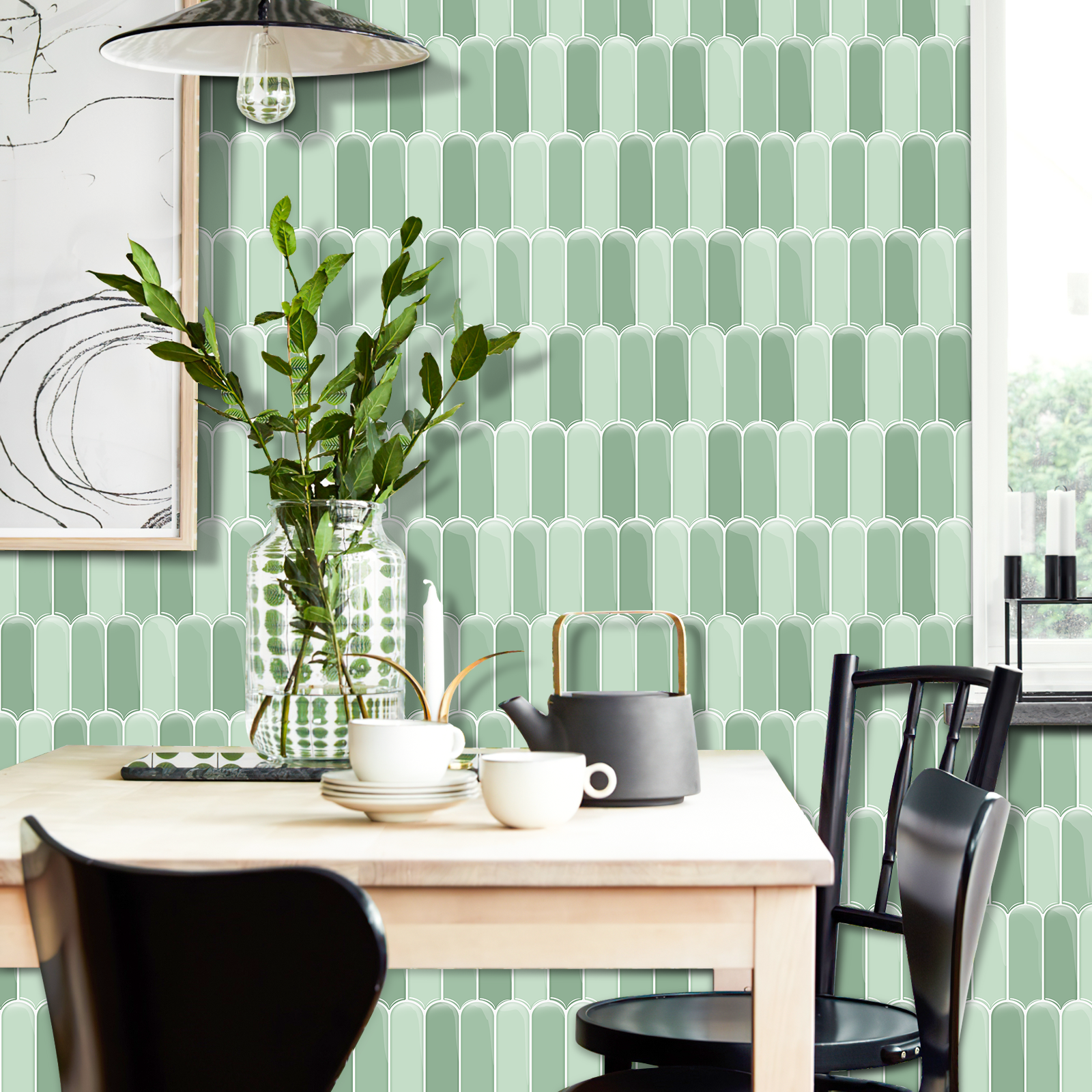 Sage Green Feather Mosaic