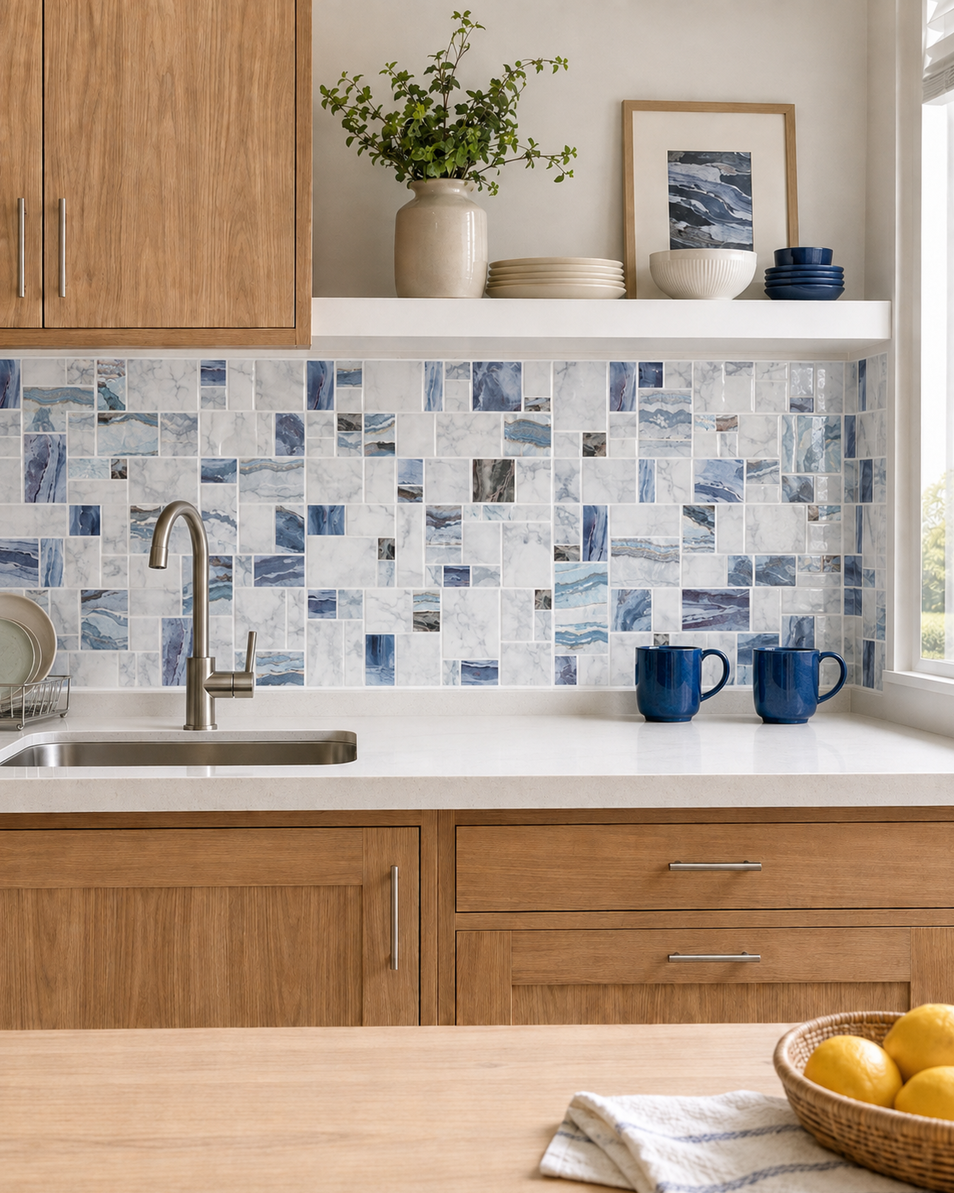 Ocean Blue Mosaic (MT1172-XPE) - kitchen backsplash, front wide