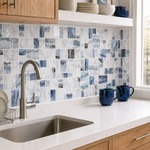 Ocean Blue Mosaic (MT1172-XPE) - kitchen backsplash, oblique detail