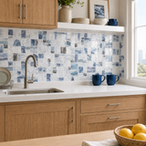 Ocean Blue Mosaic (MT1172-XPE) - kitchen backsplash, oblique wide
