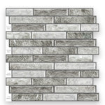 MORCART MT1189 grey stone-look staggered strip wall tile sheet with overlap edges