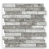 MORCART MT1189 grey stone-look staggered strip wall tile sheet with overlap edges