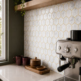 Carrara White & Gold Hexagon
