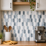 Blue Grey Marble Picket (MT1254-XPE) - kitchen backsplash, front detail