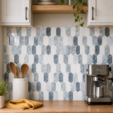 Blue Grey Marble Picket (MT1254-XPE) - kitchen backsplash, front detail