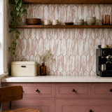 Rose Marble Long Hexagon (MT1272) - kitchen backsplash, front wide