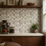 Camel Beige Retro Grid (MT1296-XPE) - kitchen backsplash, front wide