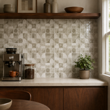 Camel Beige Retro Grid (MT1296-XPE) - kitchen backsplash, front wide
