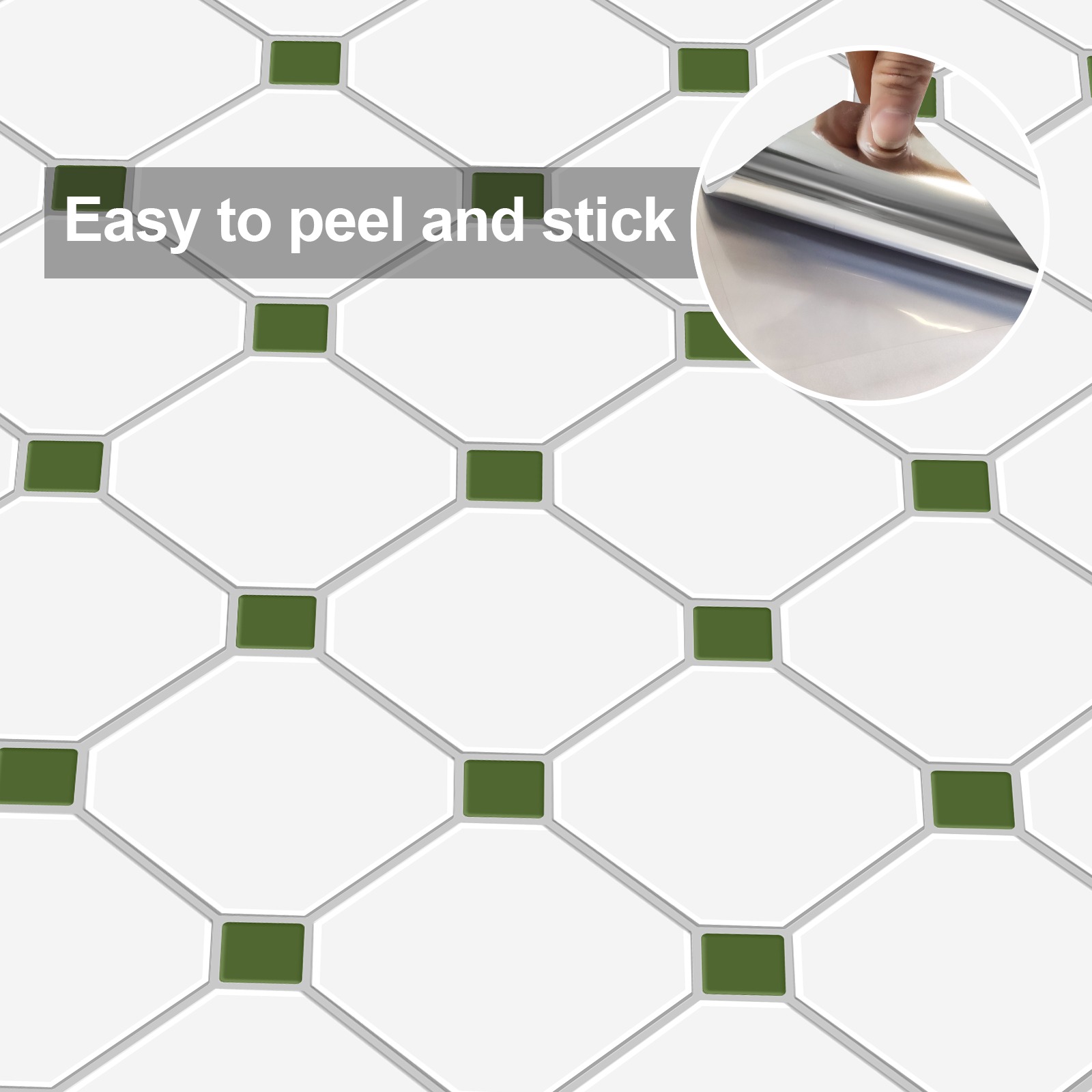 MORCART Green Octagon MT1297C - peel and stick detail