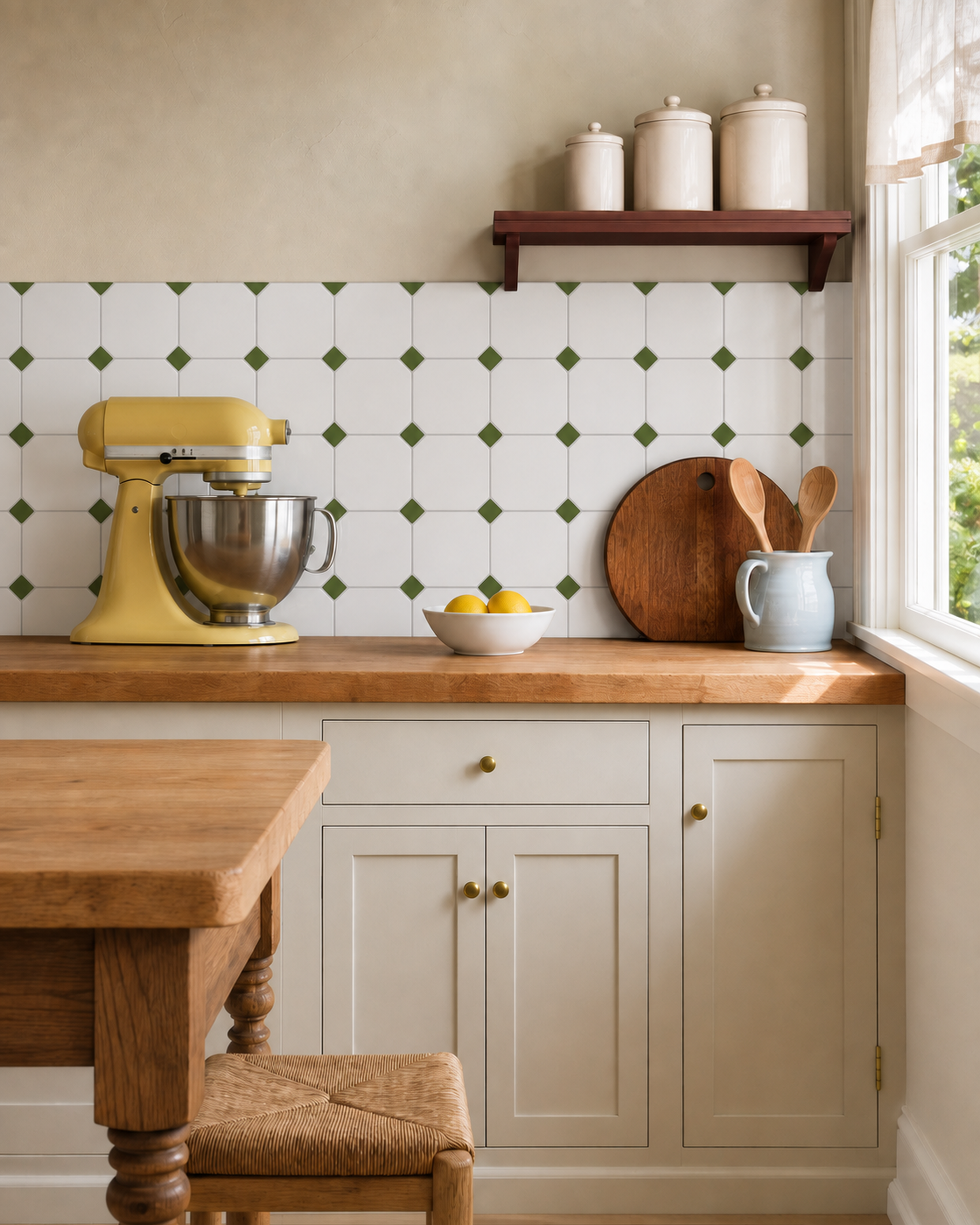 MORCART Green Octagon MT1297C - kitchen backsplash, front wide