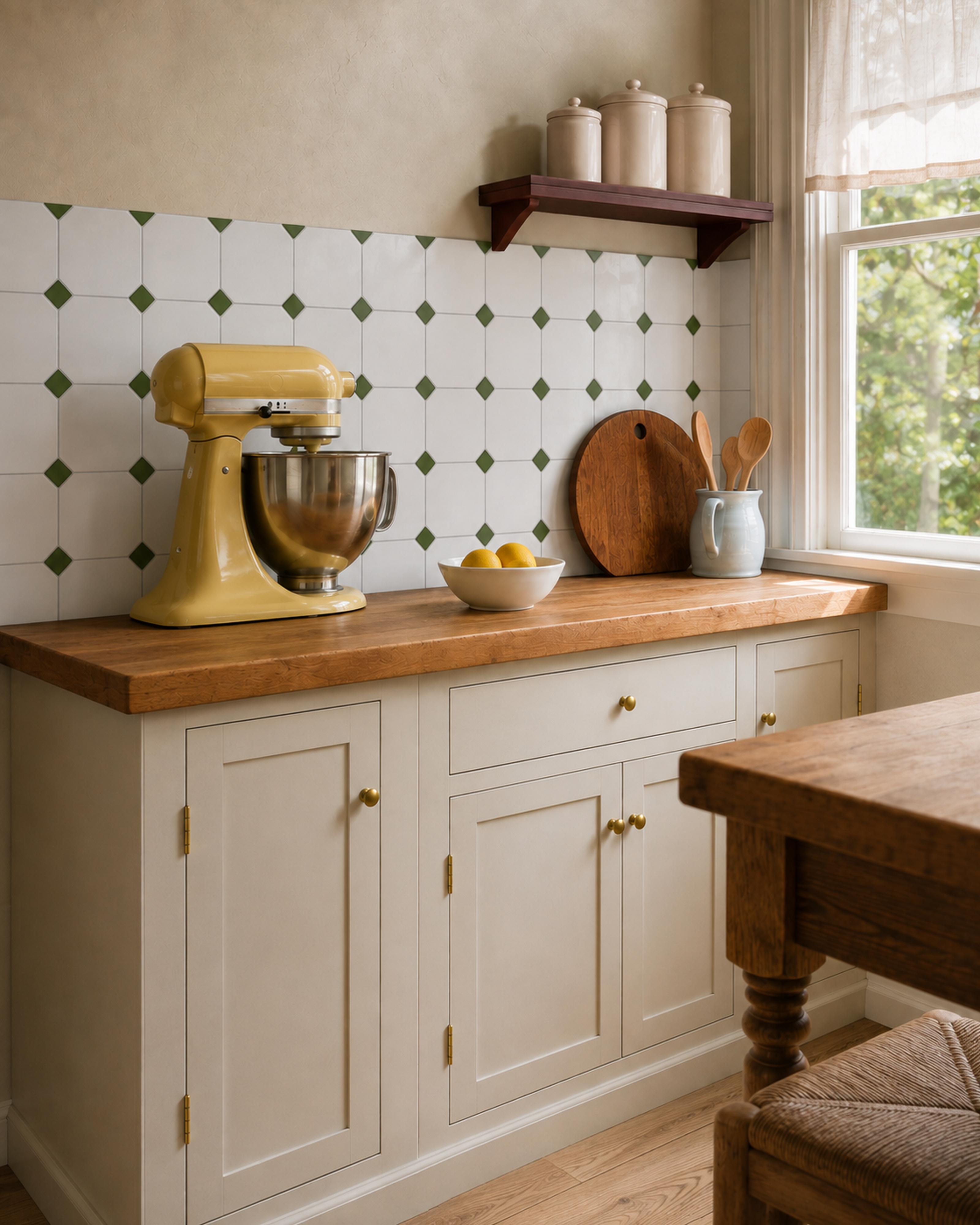 MORCART Green Octagon MT1297C - kitchen backsplash, oblique wide